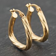 Pre-Owned 9ct Yellow Gold 20.8mm Twisted Hoop Earrings 41173876