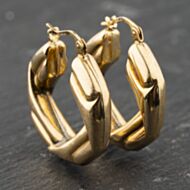 Pre-Owned 9ct Yellow Gold 26mm Patterned Hoop Earrings 41173877