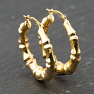 Pre-Owned 9ct Yellow Gold 30.9mm Bamboo Design Creole Earrings 41173887