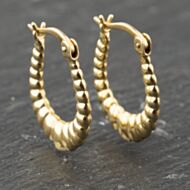 Pre-Owned 9ct Yellow Gold 18.9mm Patterned Creole Earrings 41173891