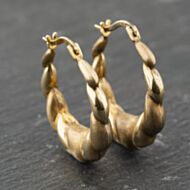 Pre-Owned 9ct Yellow Gold 23.8mm Embossed Creole Earrings 41173893