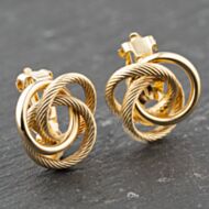Pre-Owned 9ct Yellow Gold 15.5mm Swirl Clip On Earrings 41173904