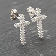 Pre-Owned 18ct White Gold 18.3mm Diamond Cross Stud Earrings 41173905