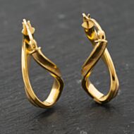 Pre-Owned 9ct Yellow Gold 26mm Patterned Twist Creole Earrings 41173915