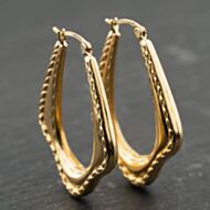 Pre-Owned Yellow Gold 26mm Oval Patterned Creole Earrings 41173931