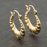 Pre-Owned Yellow Gold 21.5mm Swirl Patterned Creole Earrings 41173938