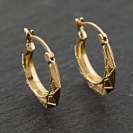 Pre-Owned Yellow Gold 17.6mm Patterned Creole Earrings 41173947