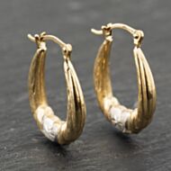 Pre-Owned Two Colour Gold 18mm Heart Design Patterned Creole Earrings 41173951