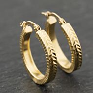 Pre-Owned Yellow Gold 19mm Patterned Hoop Earrings 41173954