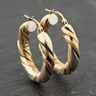 Pre-Owned 9ct Two Colour Gold 25mm Hoop Earrings 41173957