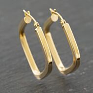 Pre-Owned 9ct Yellow Gold 31mm Square Shaped Plain Hoop Earrings 41173978