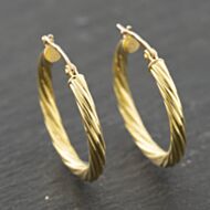 Pre-Owned 9ct Yellow Gold 27mm Twist Hoop Earrings 41173982