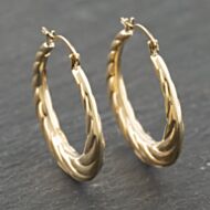 Pre-Owned Yellow Gold 18mm Patterned Creole Earrings 41173986