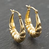 Pre-Owned Yellow Gold 24mm Patterned Creole Earrings 41173987