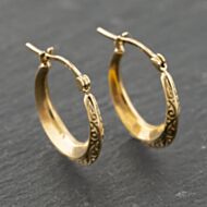 Pre-Owned Yellow Gold 23mm Patterned Creole Earrings 41173988
