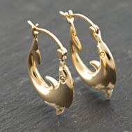 Pre-Owned Yellow Gold 22mm Dolphin Creole Earrings 41173991