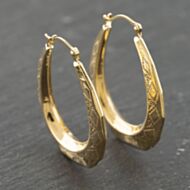 Pre-Owned Yellow Gold 28mm Patterned Creole Earrings 41173992
