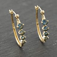 Pre-Owned 9ct Yellow Gold 22mm Blue Topaz Set Hoop Earrings 41173998