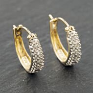 Pre-Owned 9ct Two Colour Gold 13mm 0.04ct Diamond Set Hoop Earrings 41174000