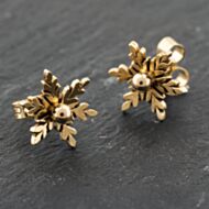 Pre-Owned 9ct Yellow Gold 9mm Snow Flake Stud Earrings 41174007