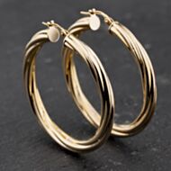 Pre-Owned 9ct Yellow Gold 27mm Twist Hoop Earrings 41174014