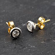 Pre-Owned 18ct Yellow Gold 6.2mm Brilliant Cut Diamond Rubover Stud Earrings 41174020