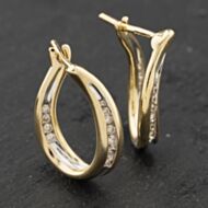 Pre-Owned 9ct Two Colour Gold 18mm 0.25ct Diamond Set Hoop Earrings 41174041