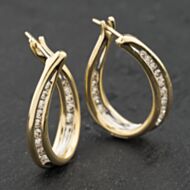 Pre-Owned 9ct Yellow Gold 22mm 0.50ct Diamond Set Hoop Earrings 41174042