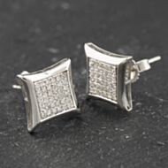 Pre-Owned 9ct White Gold 0.21ct Diamond Square Stud Earrings 41174044