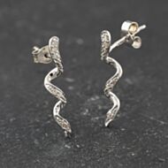 Pre-Owned 9ct White Gold 19.8mm Diamond Wave Dropper Earrings 41174048