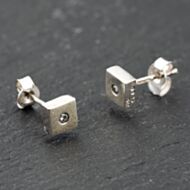 Pre-Owned 9ct White Gold 0.05ct Brilliant Cut Diamond Stud Earrings 41174055