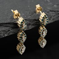 Pre-Owned 9ct Yellow Gold 22.6mm 0.36ct Diamond Marquise Shaped Cluster Dropper Earrings 41174060