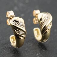 Pre-Owned 9ct Yellow Gold 14.6mm 0.03ct Diamond Dropper Earrings 41174063