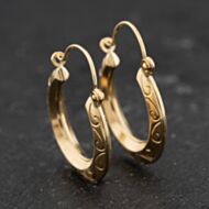 Pre-Owned Yellow Gold 22mm Patterned Creole Earrings 41174066