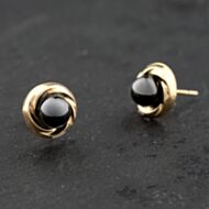 Pre-Owned Yellow Gold 8mm Onyx Set Knot Stud Earrings 41174079