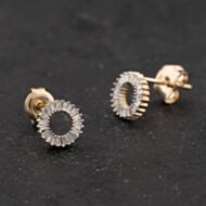Pre-Owned Yellow Gold 7mm 0.25ct Baguette Cut Diamond Circle Stud Earrings 41174092