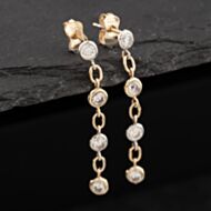 Pre-Owned 9ct Two Colour Gold 34mm Cubic Zirconia Dropper Earrings 41174101