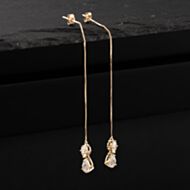 Pre-Owned Yellow Gold 65mm Cubic Zirconia Set Chain Dropper Earrings 41174104