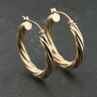 Pre-Owned 9ct Yellow Gold 27.2mm Twisted Hoop Earrings 41174105