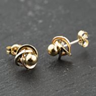 Pre-Owned Three Colour Gold Knot Stud Earrings 41174108