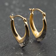 Pre-Owned Two Colour Gold 16.3mm Diamond Cut Creole Earrings 41174109