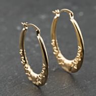Pre-Owned Yellow Gold 24.7mm Celtic Hearts Pattern Creole Earrings 41174114