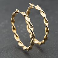 Pre-Owned Yellow Gold 35.2mm Twisted Hoop Earrings 41174115
