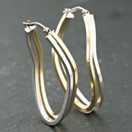 Pre-Owned 9ct Two Colour Gold 41.7mm Double Creole Earrings 41174122