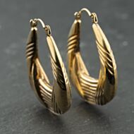 Pre-Owned 9ct Yellow Gold 33mm Patterned Embossed Creole Earrings 41174123