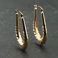 Pre-Owned Yellow Gold 27.5mm Oval Patterned Creole Earrings 41174127