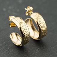 Pre-Owned Yellow Gold 5.6mm Patterned Half Hoop Earrings 41174130