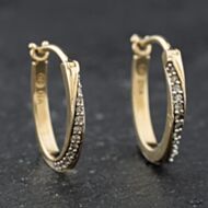 Pre-Owned Yellow Gold 15mm 0.13ct Diamond Set Hoop Earrings 41174133