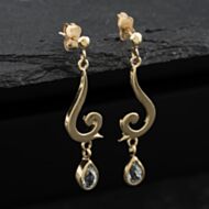 Pre-Owned Yellow Gold 38mm Blue Topaz Set Dropper Earrings 41174134