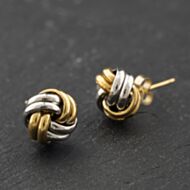 Pre-Owned Two Colour Gold Double Strand Knot Stud Earrings 41174144